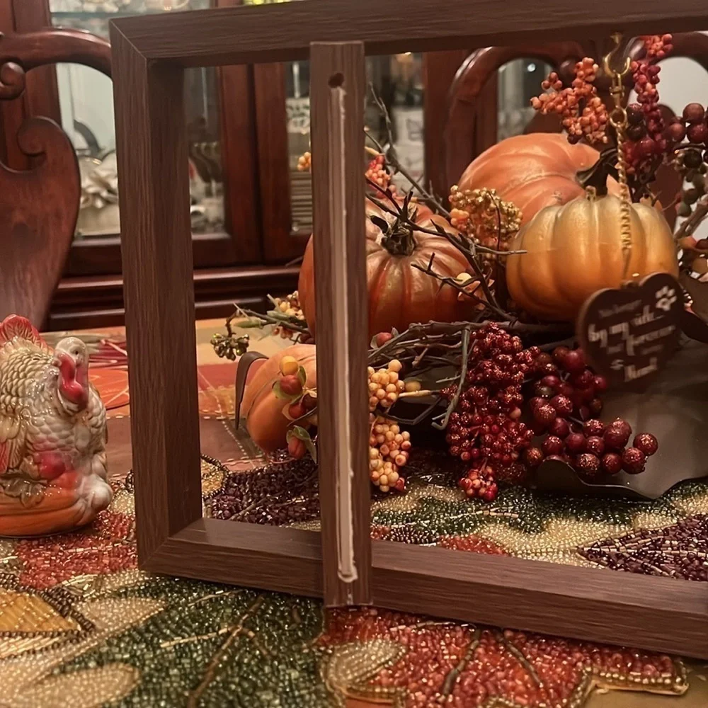 Brand New Pet Memorial Picture Frame Dog Cat Loss Rotating Wooden Photo Holder
